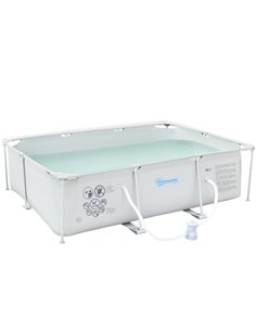 Outsunny Steel Frame Pool with Filter Pump, Filter Cartridge, Reinforced Sidewalls Rust Resistant Above Ground Swimming Pool 292
