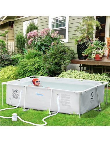 Outsunny Steel Frame Pool with Filter Pump, Filter Cartridge, Reinforced Sidewalls Rust Resistant Above Ground Swimming Pool 292