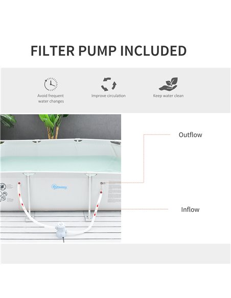 Outsunny Steel Frame Pool with Filter Pump, Filter Cartridge, Reinforced Sidewalls Rust Resistant Above Ground Swimming Pool 292 - pic 106967 | FastDaddyshop