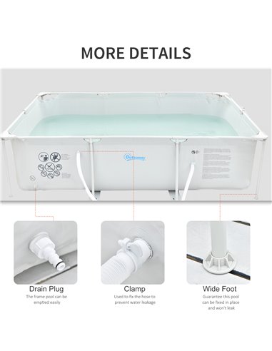Outsunny Steel Frame Pool with Filter Pump, Filter Cartridge, Reinforced Sidewalls Rust Resistant Above Ground Swimming Pool 292