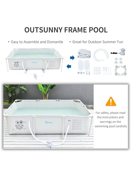 Outsunny Steel Frame Pool with Filter Pump, Filter Cartridge, Reinforced Sidewalls Rust Resistant Above Ground Swimming Pool 292 - pic 106970 | FastDaddyshop