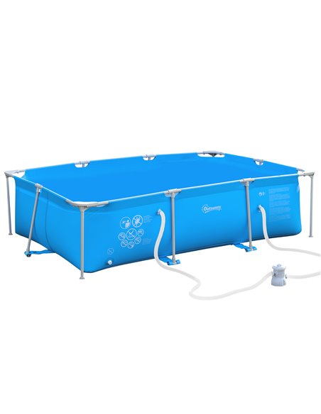 Outsunny Steel Frame Pool with Filter Pump, Filter Cartridge, Reinforced Sidewalls Rust Resistant Above Ground Swimming Pool 292 - pic 106973 | FastDaddyshop