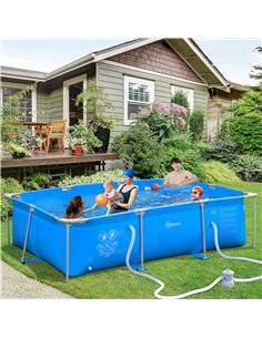Outsunny Steel Frame Pool with Filter Pump, Filter Cartridge, Reinforced Sidewalls Rust Resistant Above Ground Swimming Pool 292 2