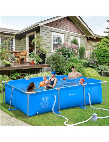 Outsunny Steel Frame Pool with Filter Pump, Filter Cartridge, Reinforced Sidewalls Rust Resistant Above Ground Swimming Pool 292