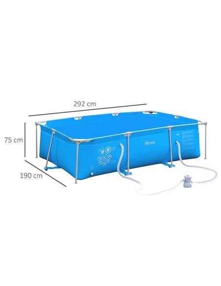 Outsunny Steel Frame Pool with Filter Pump, Filter Cartridge, Reinforced Sidewalls Rust Resistant Above Ground Swimming Pool 292 - pic 106975 | FastDaddyshop