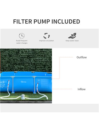 Outsunny Steel Frame Pool with Filter Pump, Filter Cartridge, Reinforced Sidewalls Rust Resistant Above Ground Swimming Pool 292