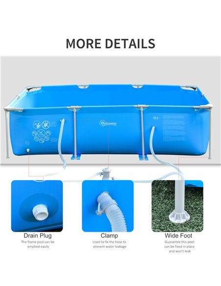 Outsunny Steel Frame Pool with Filter Pump, Filter Cartridge, Reinforced Sidewalls Rust Resistant Above Ground Swimming Pool 292 - pic 106978 | FastDaddyshop