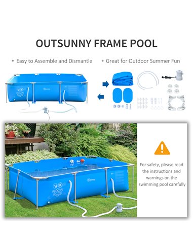 Outsunny Steel Frame Pool with Filter Pump, Filter Cartridge, Reinforced Sidewalls Rust Resistant Above Ground Swimming Pool 292