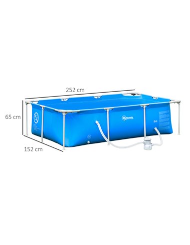 Outsunny Steel Frame Pool with Filter Pump, Filter Cartridge, Reinforced Sidewalls Rust Resistant Above Ground Swimming Pool 252
