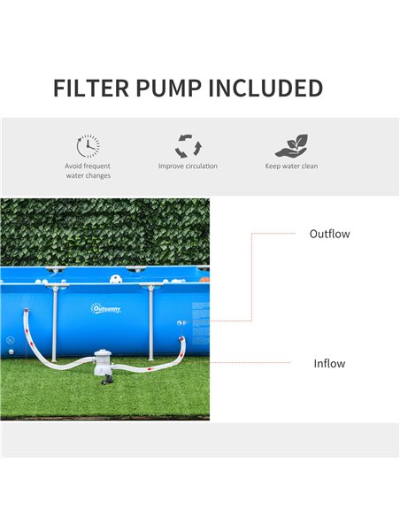 Outsunny Steel Frame Pool with Filter Pump, Filter Cartridge, Reinforced Sidewalls Rust Resistant Above Ground Swimming Pool 252 - pic 106984 | FastDaddyshop