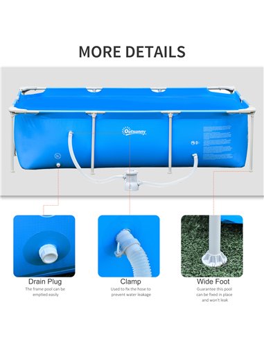 Outsunny Steel Frame Pool with Filter Pump, Filter Cartridge, Reinforced Sidewalls Rust Resistant Above Ground Swimming Pool 252