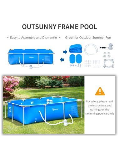 Outsunny Steel Frame Pool with Filter Pump, Filter Cartridge, Reinforced Sidewalls Rust Resistant Above Ground Swimming Pool 252