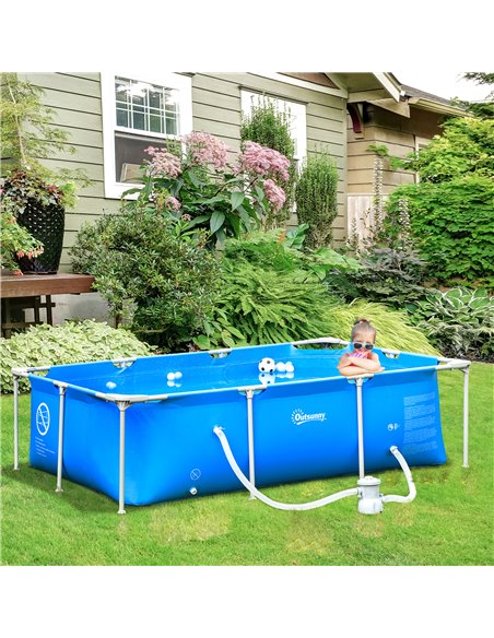 Outsunny Steel Frame Pool with Filter Pump, Filter Cartridge, Reinforced Sidewalls Rust Resistant Above Ground Swimming Pool 252 - pic 106990 | FastDaddyshop