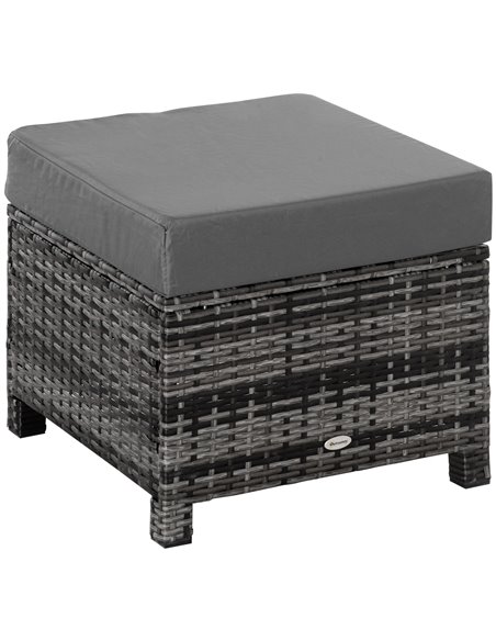 Outsunny Rattan Footstool Wicker Ottoman with Padded Seat Cushion Outdoor Patio Furniture for Garden Poolside Living Room, 50 x  - pic 107027 | FastDaddyshop