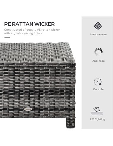 Outsunny Rattan Footstool Wicker Ottoman with Padded Seat Cushion Outdoor Patio Furniture for Garden Poolside Living Room, 50 x 