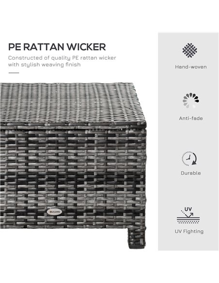 Outsunny Rattan Footstool Wicker Ottoman with Padded Seat Cushion Outdoor Patio Furniture for Garden Poolside Living Room, 50 x  - pic 107030 | FastDaddyshop