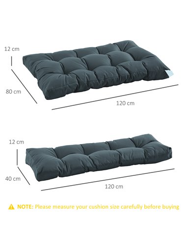 Outsunny 2Pcs Garden Tufted Pallet Cushion Seat Pad Back Cushion Patio for Indoor Outdoor Use, Dark Grey 84B-521V70LG