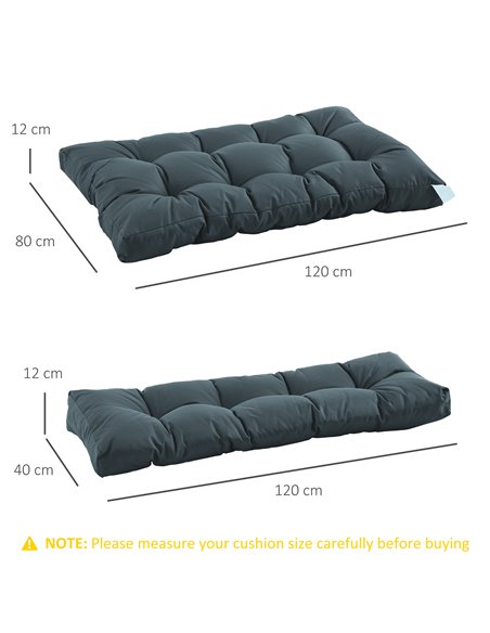 Outsunny 2Pcs Garden Tufted Pallet Cushion Seat Pad Back Cushion Patio for Indoor Outdoor Use, Dark Grey 84B-521V70LG - pic 107047 | FastDaddyshop