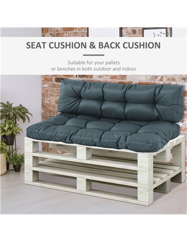 Outsunny 2Pcs Garden Tufted Pallet Cushion Seat Pad Back Cushion Patio for Indoor Outdoor Use, Dark Grey 84B-521V70LG