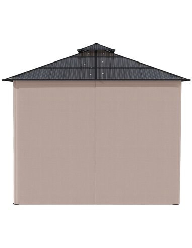 Outsunny 3 x 3 (m) Outdoor Polycarbonate Gazebo, Double�� Roof Hard Top Gazebo with�� Galvanized Steel Frame, Nettings�� &�� Cur