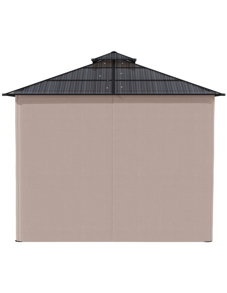 Outsunny 3 x 3 (m) Outdoor Polycarbonate Gazebo, Double�� Roof Hard Top Gazebo with�� Galvanized Steel Frame, Nettings�� &�� Cur - pic 10714 | FastDaddyshop