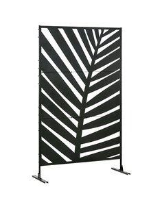 Outsunny Decorative Privacy Screen with Stand, 6.5FT Freestanding Metal Outdoor Divider, Decorative Privacy Panel with Expansion