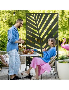 Outsunny Decorative Privacy Screen with Stand, 6.5FT Freestanding Metal Outdoor Divider, Decorative Privacy Panel with Expansion 2