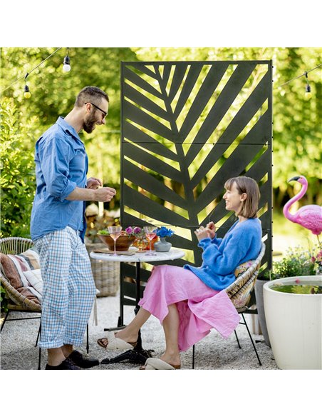 Outsunny Decorative Privacy Screen with Stand, 6.5FT Freestanding Metal Outdoor Divider, Decorative Privacy Panel with Expansion - pic 107190 | FastDaddyshop