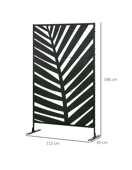 Outsunny Decorative Privacy Screen with Stand, 6.5FT Freestanding Metal Outdoor Divider, Decorative Privacy Panel with Expansion - pic 107191 | FastDaddyshop