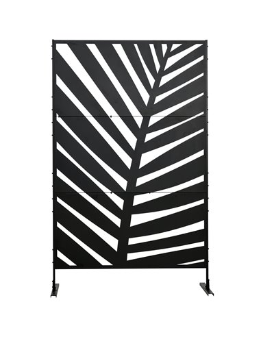 Outsunny Decorative Privacy Screen with Stand, 6.5FT Freestanding Metal Outdoor Divider, Decorative Privacy Panel with Expansion
