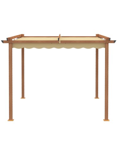 Outsunny 3 x 3 m Outdoor Pergola Canopy Patio Gazebo Sun Shelter with Retractable Roof Aluminium Frame for Garden, Khaki