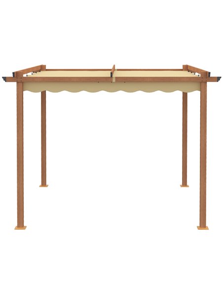 Outsunny 3 x 3 m Outdoor Pergola Canopy Patio Gazebo Sun Shelter with Retractable Roof Aluminium Frame for Garden, Khaki - pic 10721 | FastDaddyshop