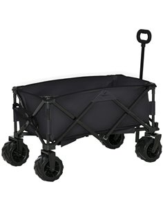 Outsunny Outdoor Folding Garden Trolley on Wheels, Capming Cargo Wagon Cart Trailer w/ Handle, Wheels for Beach Garden, Black 84