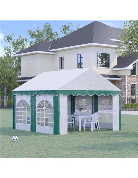 Outsunny 4 x 4m Garden Gazebo with Sides, Galvanised Marquee Party Tent with Four Windows and Double Doors, for Parties, Wedding - pic 10724 | FastDaddyshop