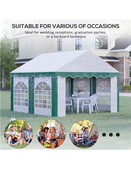 Outsunny 4 x 4m Garden Gazebo with Sides, Galvanised Marquee Party Tent with Four Windows and Double Doors, for Parties, Wedding - pic 10726 | FastDaddyshop