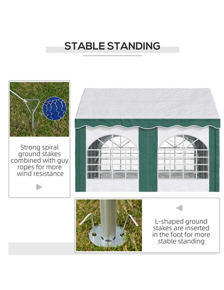 Outsunny 4 x 4m Garden Gazebo with Sides, Galvanised Marquee Party Tent with Four Windows and Double Doors, for Parties, Wedding - pic 10728 | FastDaddyshop