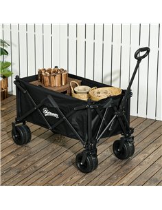 Outsunny Folding Garden Trolley, Outdoor Wagon Cart with Carry Bag, for Beach, Camping, Festival, 120KG Capacity, Black 84H-130V 2