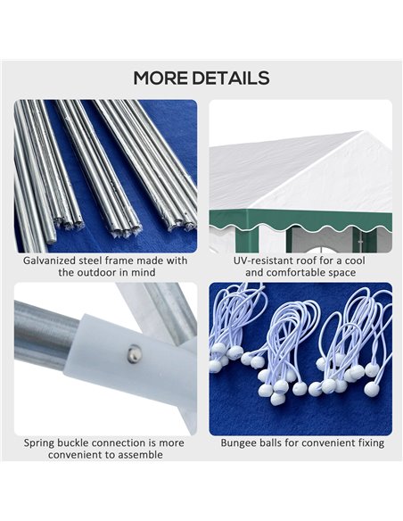 Outsunny 4 x 4m Garden Gazebo with Sides, Galvanised Marquee Party Tent with Four Windows and Double Doors, for Parties, Wedding - pic 10729 | FastDaddyshop