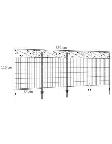 Outsunny Decorative Garden Fencing, 8PCs 43in x 23ft Outdoor Picket Fence Panels, Rustproof Metal Wire Landscape Flower Bed Bord