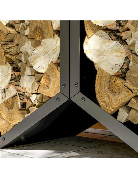 Outsunny Fireplace Log Rack, Steel Firewood Log Holder, 3 Hexagon Boxes, Indoor Outdoor Wood Storage Shelf, 113 x 37 x 113cm, Bl - pic 107485 | FastDaddyshop