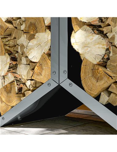 Outsunny Three-Shelf Hexagon Metal Firewood Rack - Grey 842-358V01GY
