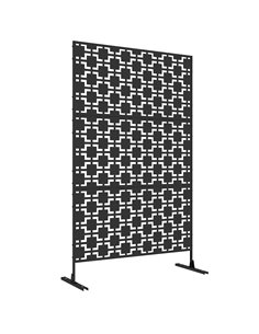Outsunny Metal Decorative Privacy Screen Outdoor Divider, Black Grid 844-742V00BK
