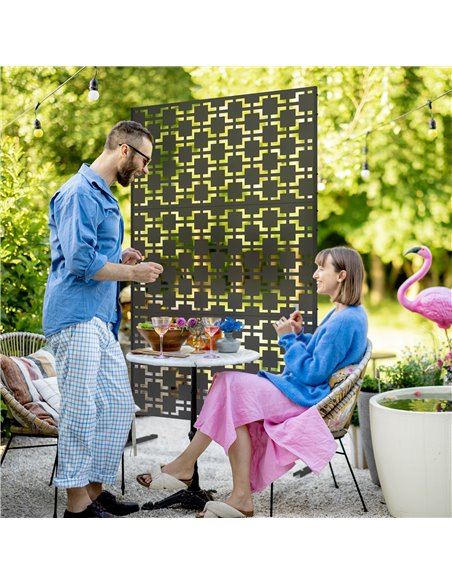 Outsunny Metal Decorative Privacy Screen Outdoor Divider, Black Grid 844-742V00BK - pic 107505 | FastDaddyshop