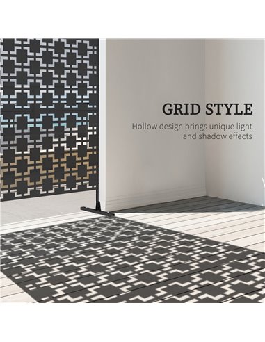 Outsunny Metal Decorative Privacy Screen Outdoor Divider, Black Grid 844-742V00BK