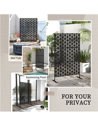 Outsunny Metal Decorative Privacy Screen Outdoor Divider, Black Grid 844-742V00BK