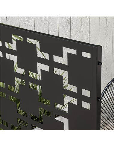 Outsunny Metal Decorative Privacy Screen Outdoor Divider, Black Grid 844-742V00BK