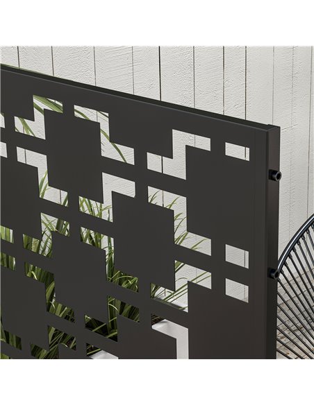Outsunny Metal Decorative Privacy Screen Outdoor Divider, Black Grid 844-742V00BK - pic 107511 | FastDaddyshop