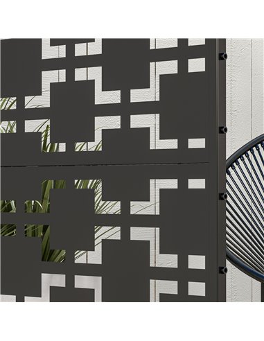 Outsunny Metal Decorative Privacy Screen Outdoor Divider, Black Grid 844-742V00BK