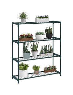 Outsunny Four-Tier Steel Plant Shelf - Black 84H-066V00DG
