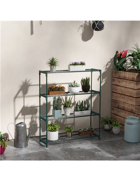Outsunny Four-Tier Steel Plant Shelf - Black 84H-066V00DG - pic 107514 | FastDaddyshop